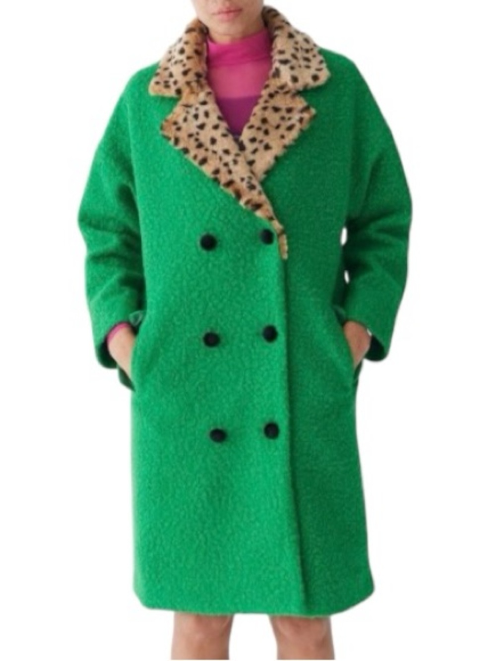 Rare LAZY OAF Green Dreams Oversized Bouclé Pea Coat statement coat Bold whimsy